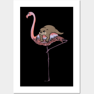 Flamingo and Otter Posters and Art